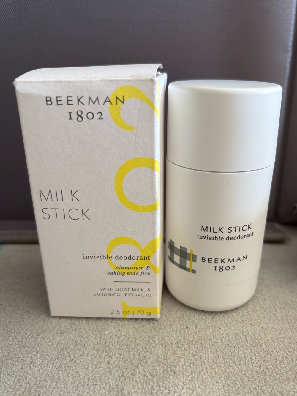 BEEKMAN 1802 Milk Stick Invisible Deodorant Aluminum Free 2.5oz Brand New in Box